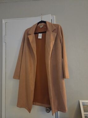 Women's Mauve/Taupe Open-Front Long Coat